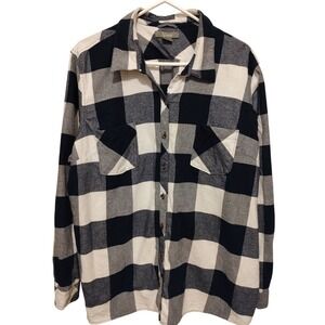 Natural Reflections Shirt Warm Flannel Plaid Blue White Womens Size XXL‎ SEE